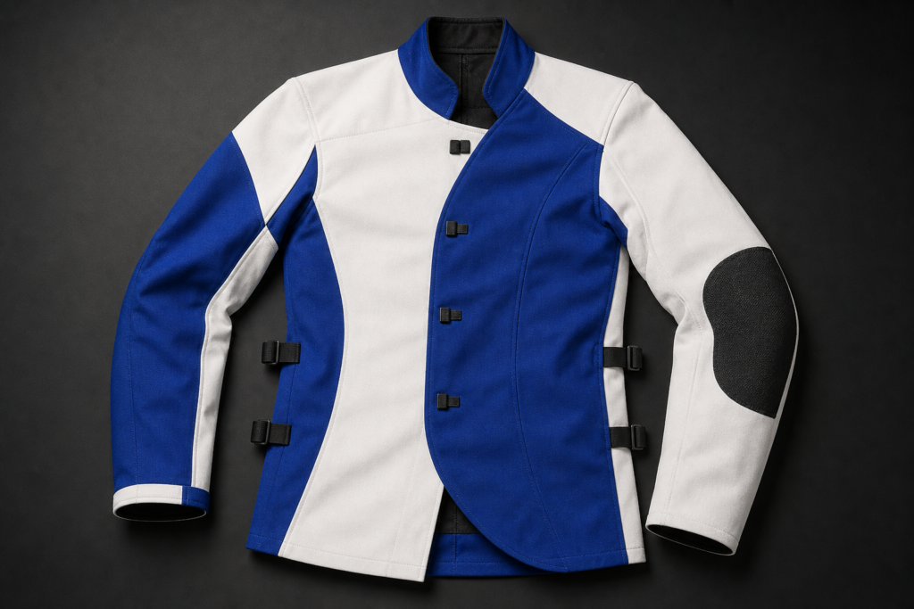 Firefly Gpt Image Precision Shooting Sport Competition Jacket Structured Stiff Canvas Fabric White An 243492 1 1024x683